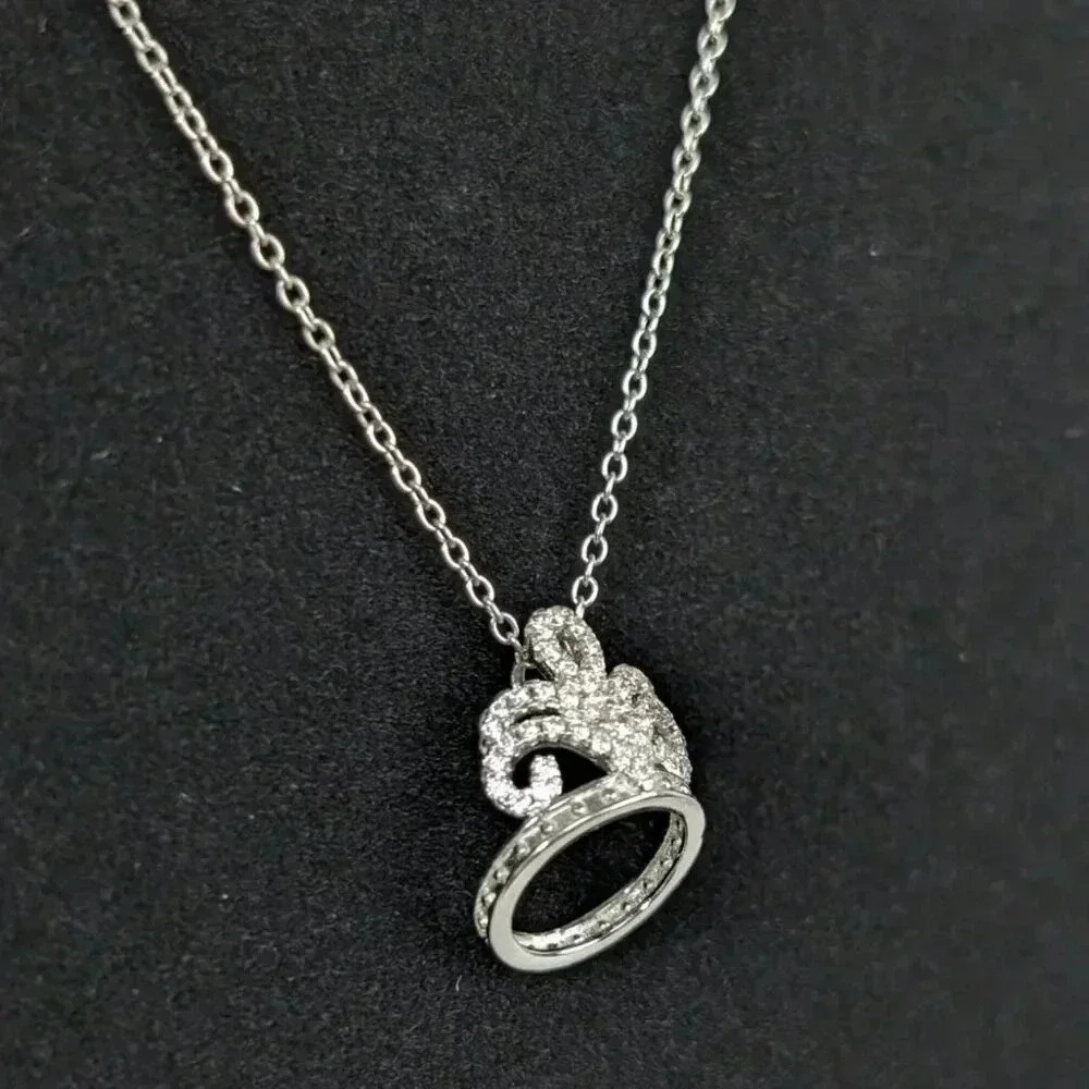 Vintage Sterling Tiny Tiara Pendant Necklace